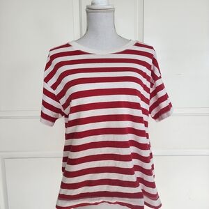 Old Navy Red and White Striped Short Sleeve Tee
